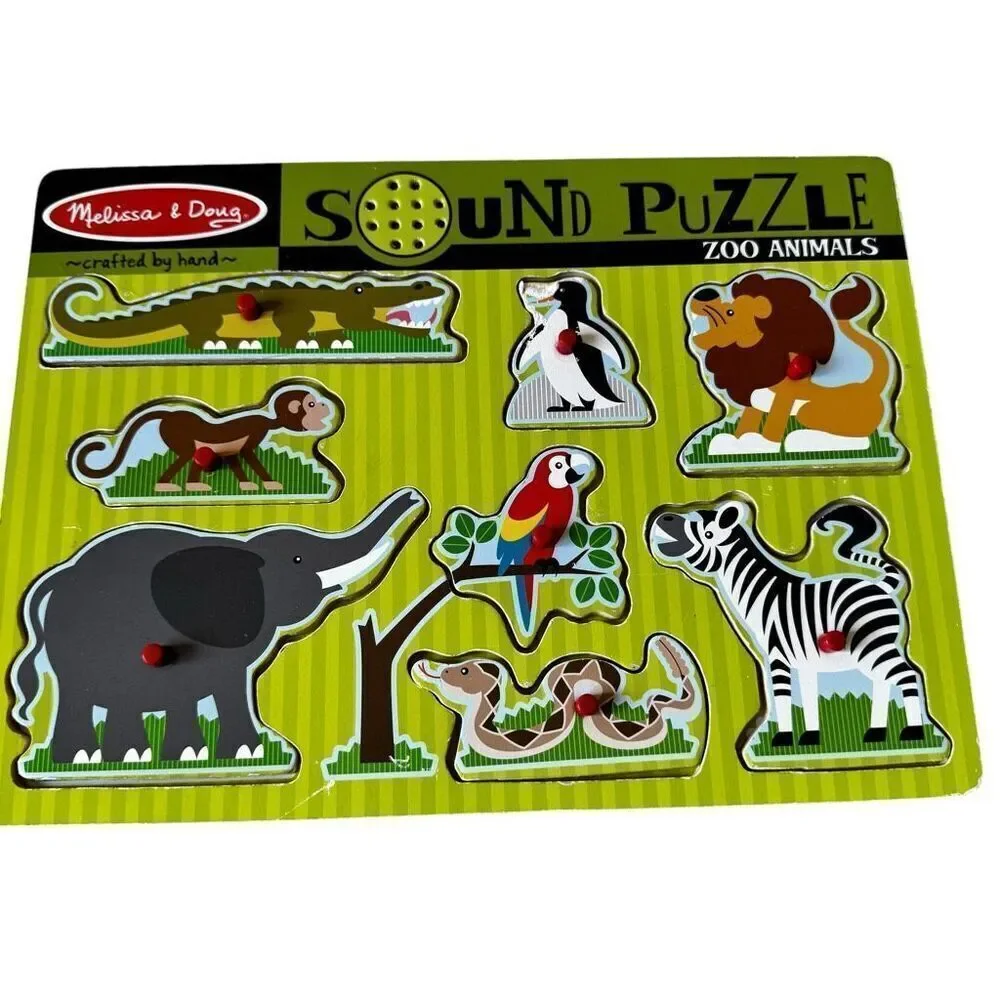 Melissa & Doug Wood Chunky Animal Birds Music Puzzle Bundle